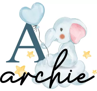 Bubble elephat initial vilda djur dekal - Tenstickers