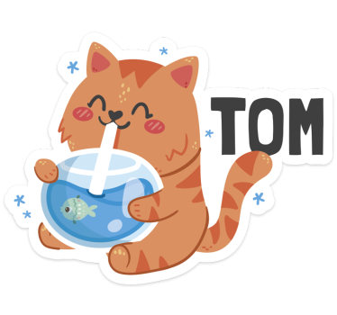 Vattenskål med namn Väggklistermärken katter - Tenstickers
