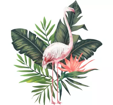 Vattenfärg flamingo och blad Väggklistermärken - Tenstickers