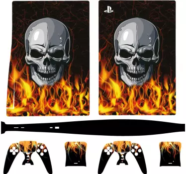 Skalle på lågor Väggklistermärken PS5 - Tenstickers