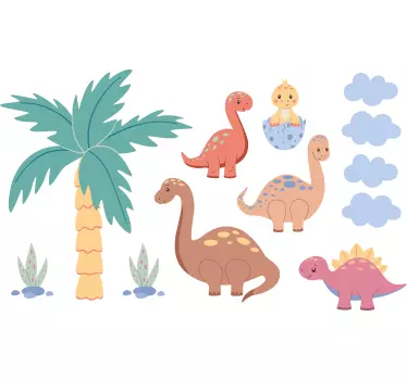 Söta dinosaurier klistermärken for barnrum - Tenstickers
