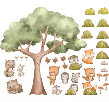 Söta skogsdjur klistermärken barnrum - Tenstickers