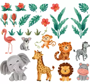 Söta safaridjur Väggklistermärken barnrum - Tenstickers