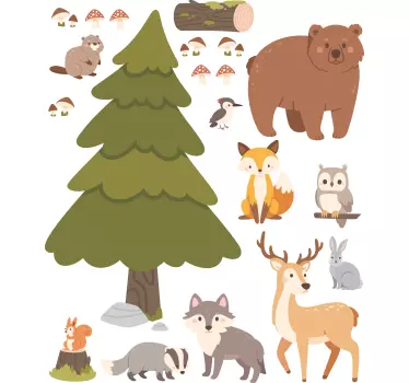 Skogsdjur klistermärken barnrum - Tenstickers
