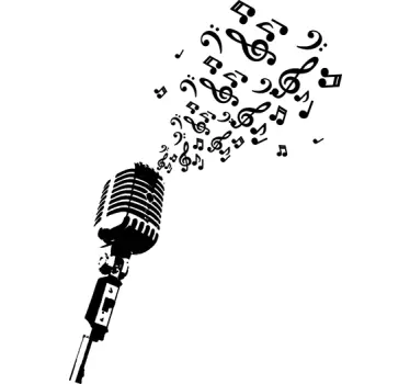 Mikrofon och musikaliska anteckningar vintage väggdekoration - Tenstickers