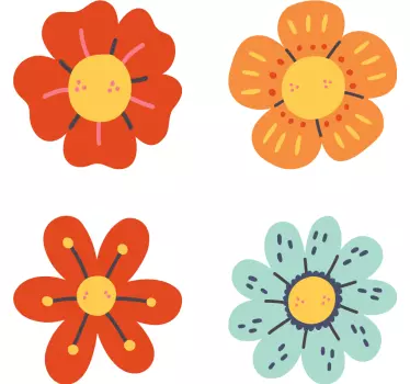 Retro blommor bildekaler - Tenstickers