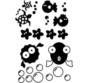 Barn bubbla & fiskar klistermärken - Tenstickers