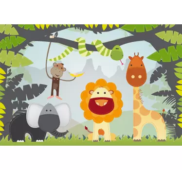 Barn djungel väggmålning - Tenstickers
