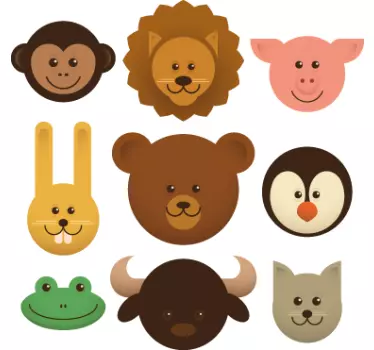 Barn djurhuvud dekaler - Tenstickers