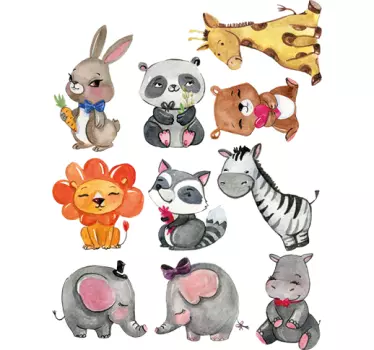 Barn djurillustration klistermärken - Tenstickers