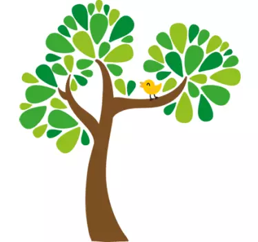 Barn fågel och trädvägg klistermärke - Tenstickers