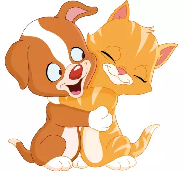 Barn klistermärken kramar katt & hund - Tenstickers