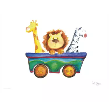 Barn mini zoo vagn väggmålning - Tenstickers