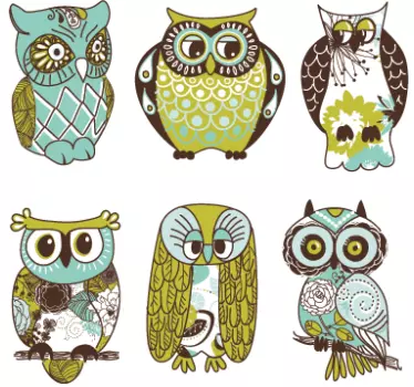 Barn uggla dekaler samling - Tenstickers