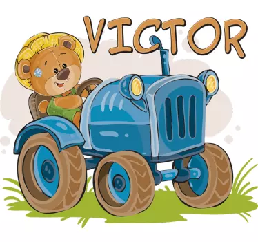 Barns traktor anpassningsbara klistermärke - Tenstickers