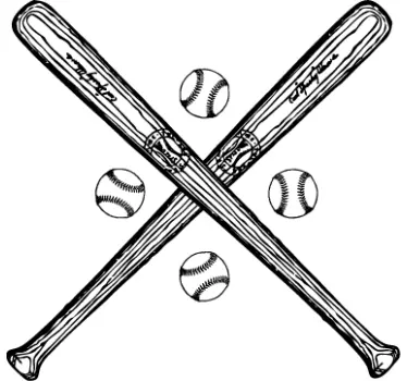 Basebollträ och bollar väggklistermärke - Tenstickers