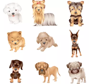 Bedårande valp dekalsamling - Tenstickers