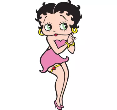 Betty boop i färg illustration klistermärke - Tenstickers