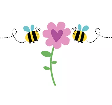 Bi och blomma väggmålning - Tenstickers