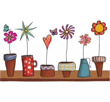 Blomkrukor vägg klistermärken - Tenstickers