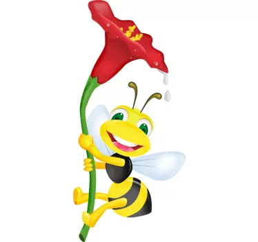 Blommabomble bi vägg klistermärke - Tenstickers