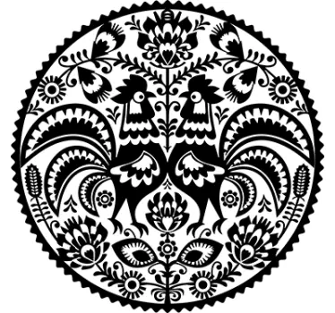 Cirkulär blommig och höna vägg klistermärke - Tenstickers