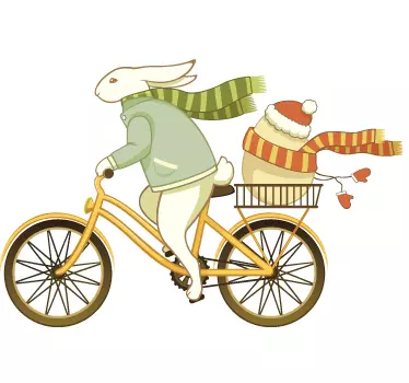 Cykel påskharen vägg klistermärke - Tenstickers