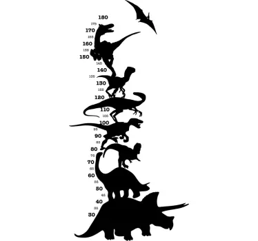 Dinosaurie höjddiagram dekal - Tenstickers