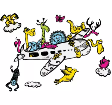 Djur flygbolag vägg klistermärke - Tenstickers