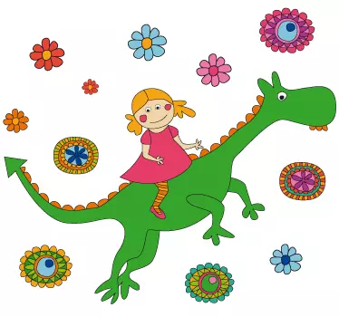 Drake och blommor vägg klistermärken - Tenstickers