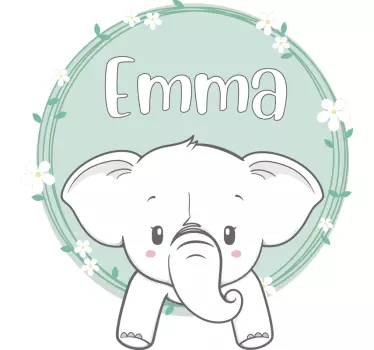 Elefant med namnet glasdörr klistermärke - Tenstickers