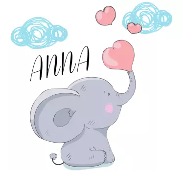 Elefant med namnet översättningar illustration klistermärke - Tenstickers