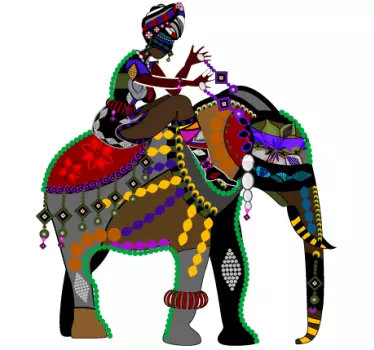Elefant rider vägg klistermärke - Tenstickers