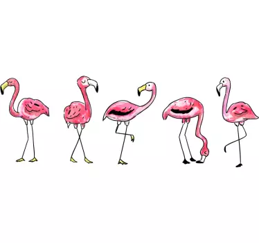 Flamingo vägggräns klistermärke - Tenstickers