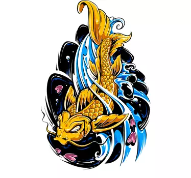 Guld koi fisk djur väggdekor - Tenstickers