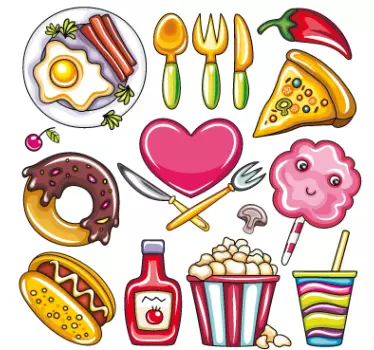 Illustrerad mat dekaler samling - Tenstickers