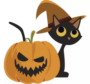 Jack o lykta och kattvägg klistermärke - Tenstickers