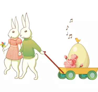 Påskharen par vägg klistermärke - Tenstickers