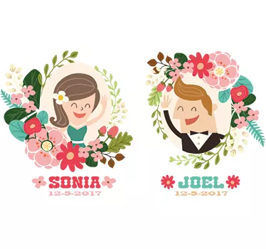 Personliga bröllop klistermärken - Tenstickers