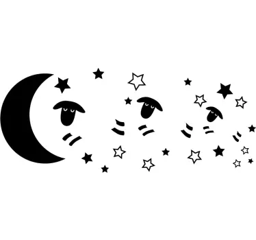 Räkna får illustration väggkonst - Tenstickers