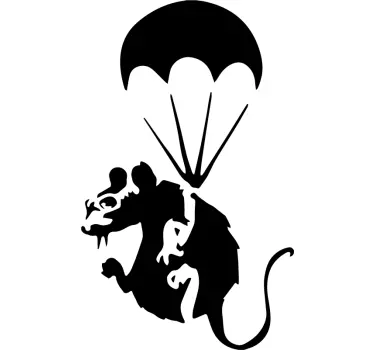 Råtta med fallskärmsvinylväggkonst - Tenstickers