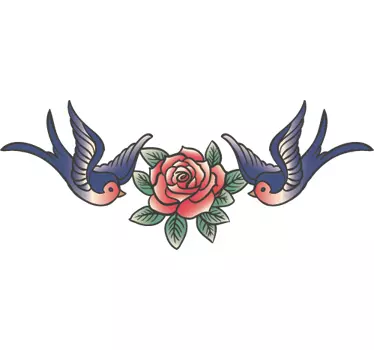 Rosa och svala väggen tatuering klistermärke - Tenstickers