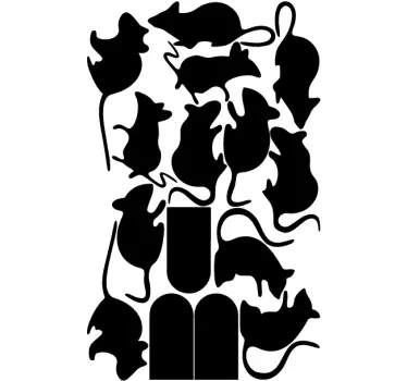 Insamling av musmattor klistermärke på hemmamuren - Tenstickers
