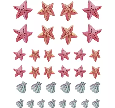 Sjöstjärna och skal vägg klistermärke - Tenstickers