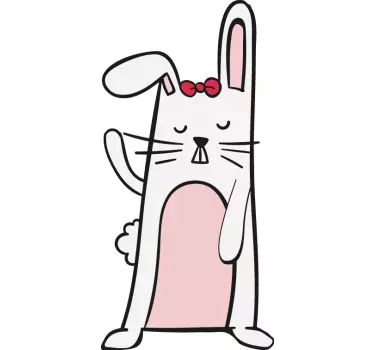 Söt kanin dörr klistermärke - Tenstickers