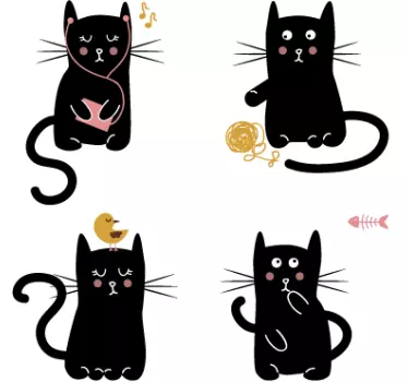 Svarta katter vägg klistermärken - Tenstickers