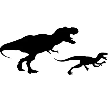 T-rex och velociraptor väggklistermärke - Tenstickers