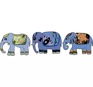 Tre elefanter vägg klistermärke - Tenstickers