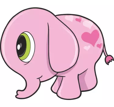 Ungar rosa elefant vägg klistermärke - Tenstickers