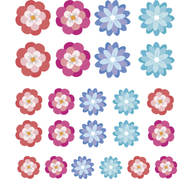 Uppsättning färgglada blommor väggdekor - Tenstickers